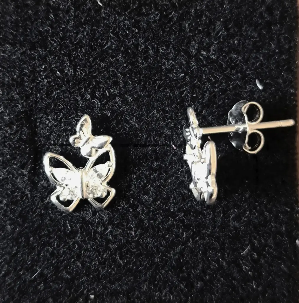 AR DOS MARIPOSAS PAVÉ, PLATA .925