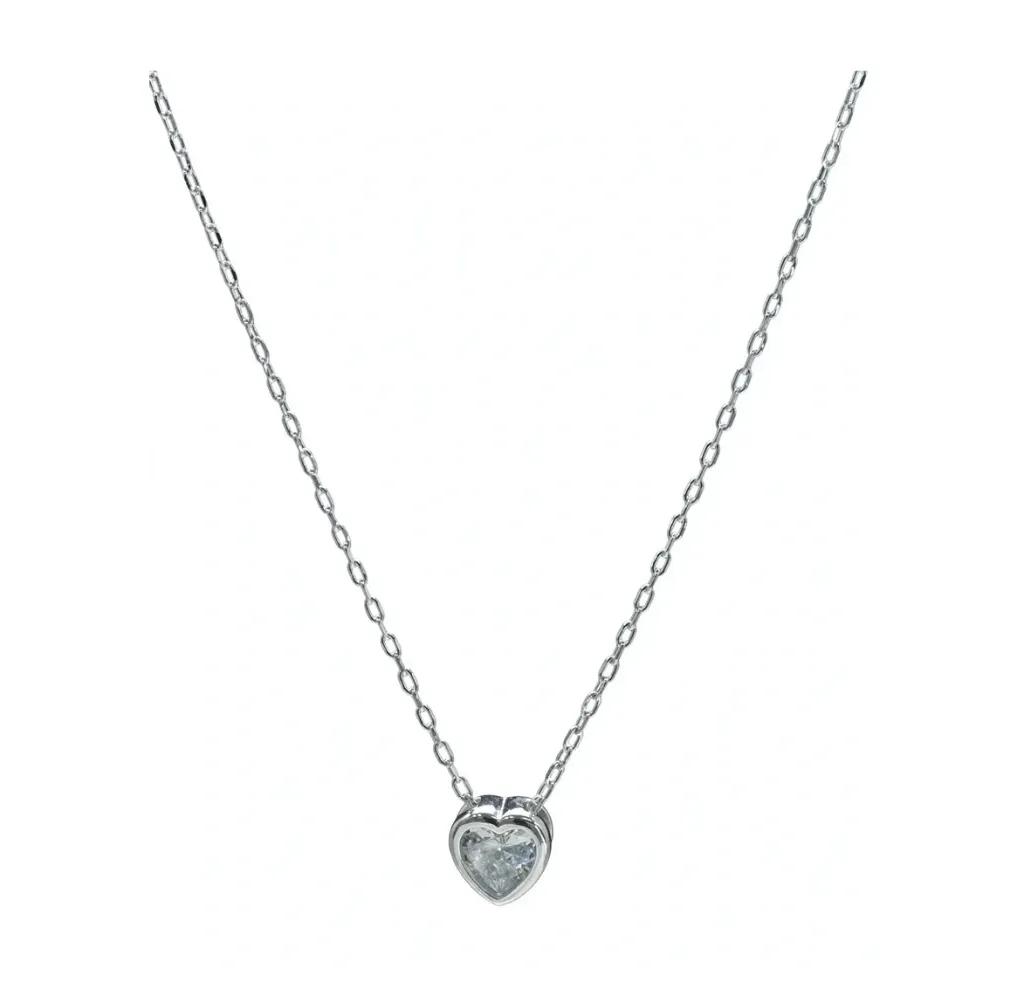 CO. CORAZÓN ZIRCONIA BISEL, PLATA .925