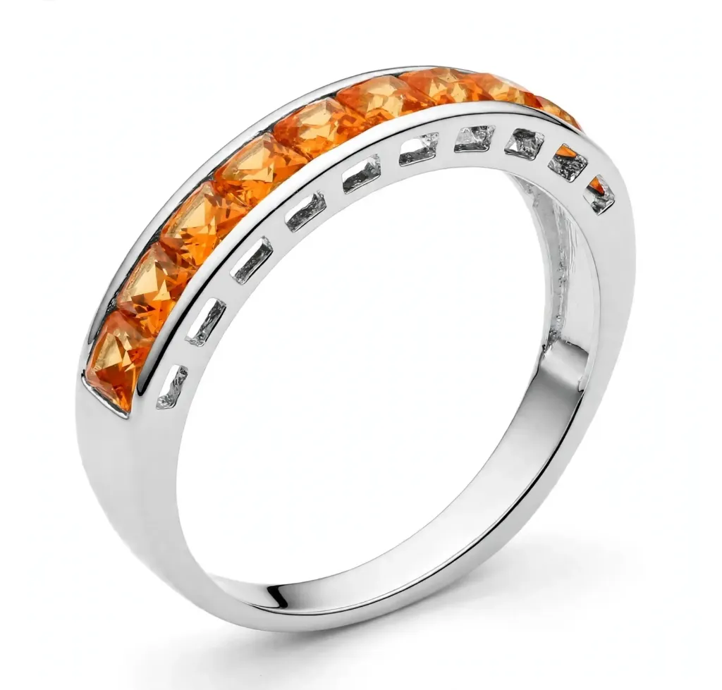 AN ZIRCONIAS NARANJA BISEL, PLATA .925