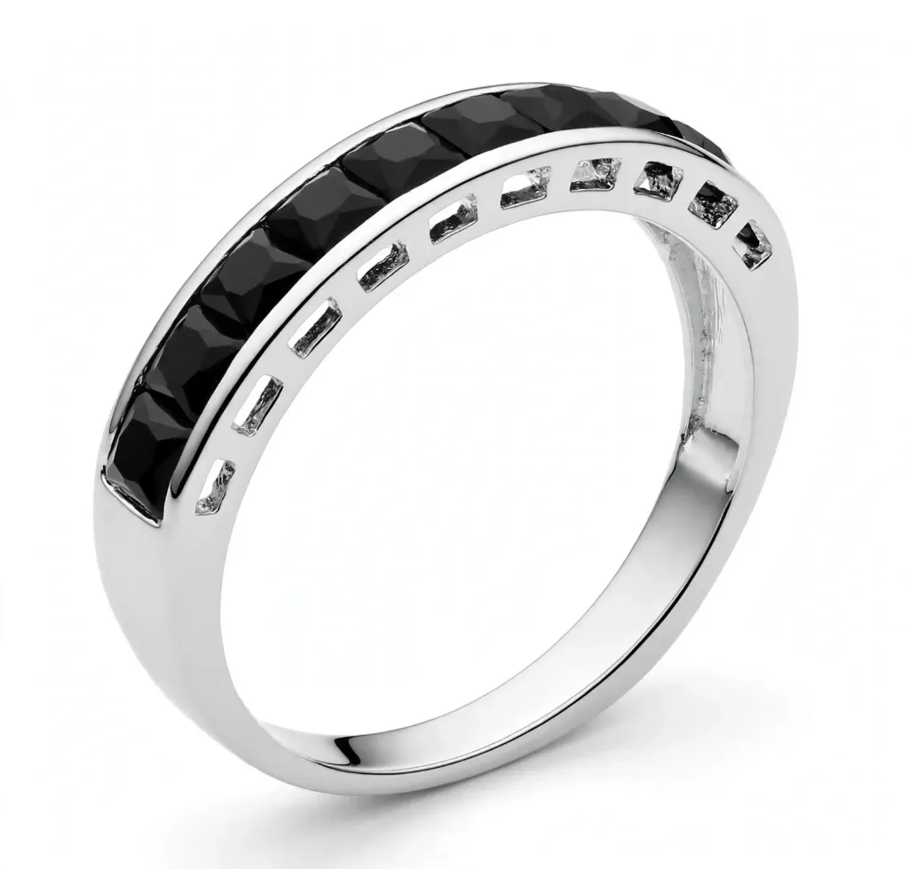 AN ZIRCONIAS NEGRAS BISEL, PLATA .925
