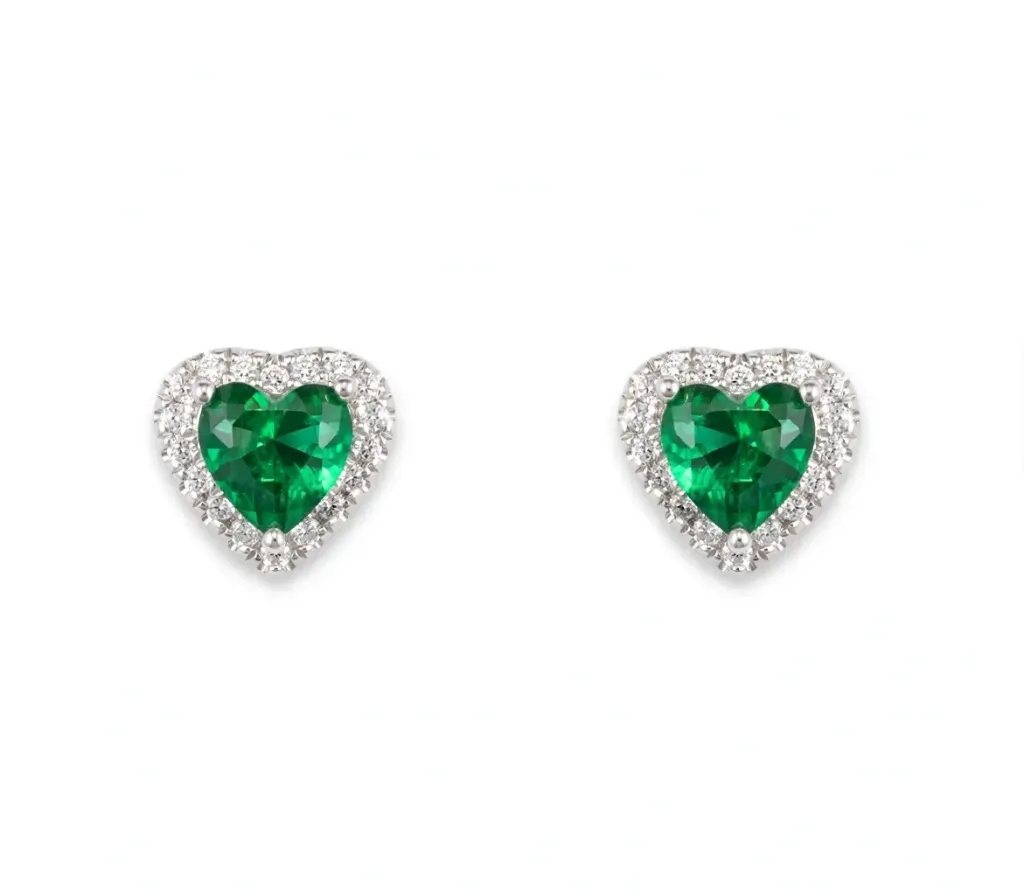 AR CORAZÓN ESMERALDA, PLATA RODIZADA