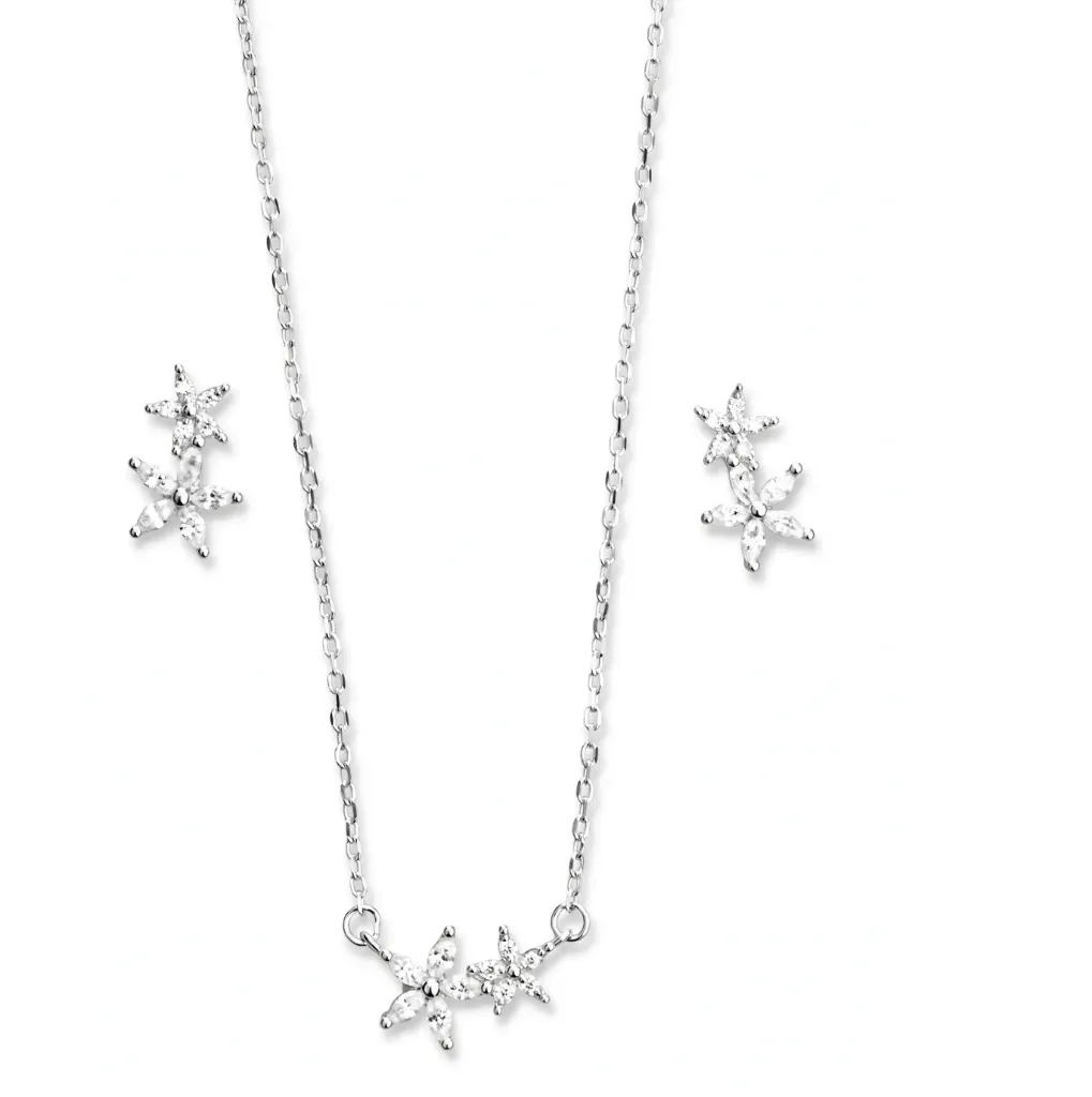 [252098] SET DOS FLORES, PLATA RODIZADA
