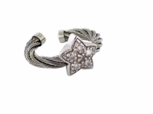 [311002] AN CABLE ACERO COLOR CON TAPONES Y DIJE DE PLATA EN FORMA DE ESTRELLA CON CIRCONIAS