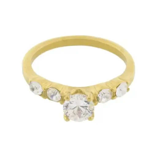 [312137] AN SOLITARIO CUATRO ZIRCONIAS, ACERO DORADO