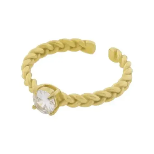 [316008] AN TRENZADO PIEDRA BLANCA, ACERO DORADO