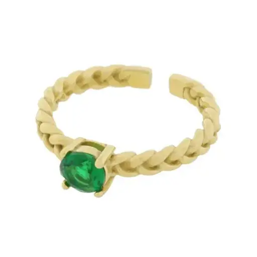 [316009] AN TRENZADO PIEDRA VERDE, ACERO DORADO