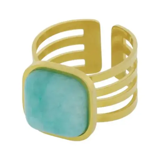[316018] AN TURQUESA CUADRADA, ACERO DORADO