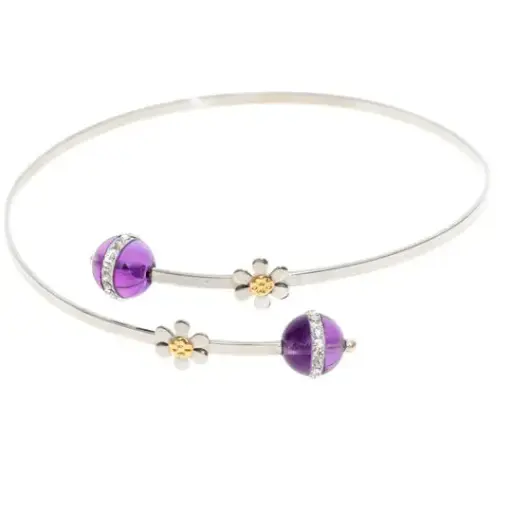 [7502247911192] AZAG028AN AN CERO CON ESFERA AMATISTA CON ZIRCONIAS Y FLOR MINI CON DETALLE ORO 18 K