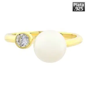 [212037] AN PERLA CON ZIRCONIA, PLATA DORADA