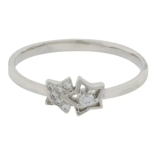 [212197] AN DOS ESTRELLAS ZIRCONIAS, PLATA RODIZADA