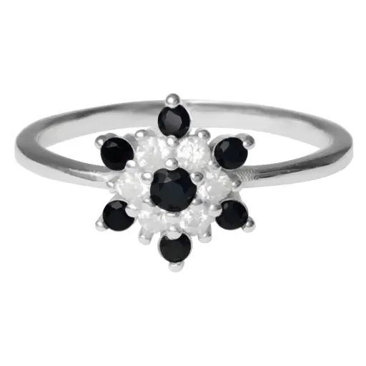 [212230] AN FLOR ZIRCONIAS BICOLOR, PLATA RODIZADA