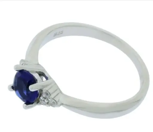 [212277] AN ZIRCONIA AZUL, PLATA RODIZADA