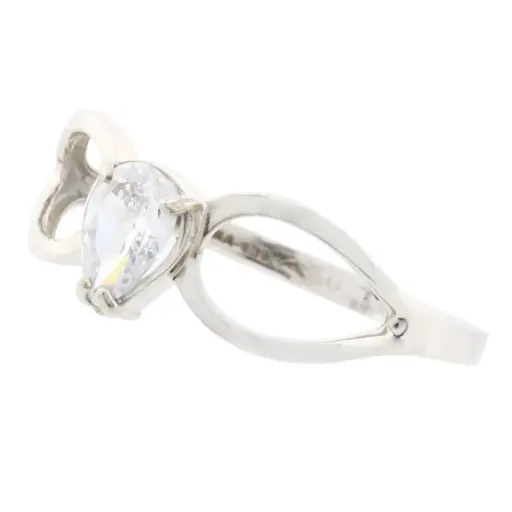 [214036] SOLITARIO DOS HOJAS, PLATA .925 CON BAÑO DE RODIO