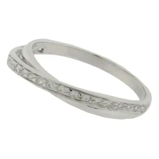 [214048] AN LINEA CRUZADA  ZIRCONIAS, PLATA .925 RODIZADA