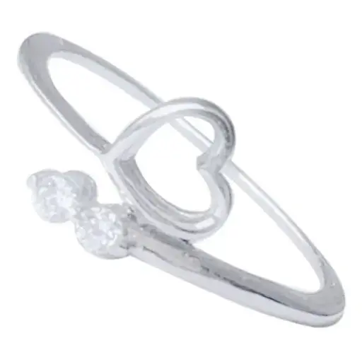 [214049] AN CORAZÓN CALADO 2 ZIRCONIAS, PLATA .925 RODIZADA