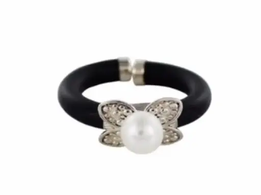 [7502247914360] AZCA-004AN AN CAUCHO CON FLOR DE PLATA Y PERLA