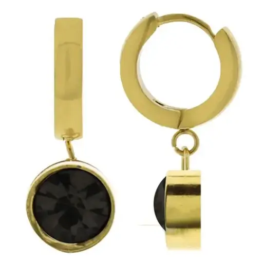 [322288] HUG CIRCULO NEGRO COLGANTE, ACERO DORADO