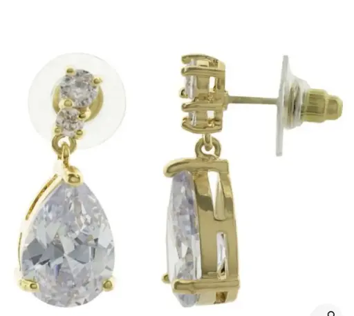 [426003] PENDIENTES GOTAS ZIRCONIAS, CHAPA