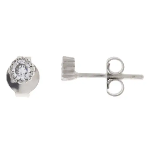 [222222] AR PIEDRA BISEL BOLEADO, PLATA .925 RODIZADA