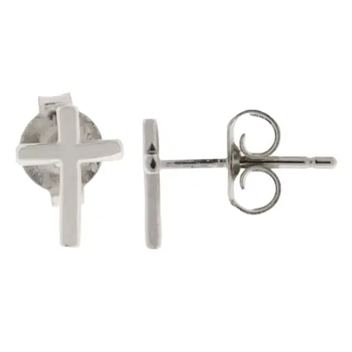 [222237] ARETES CRUZ LISA, PLATA .925 RODIZADA