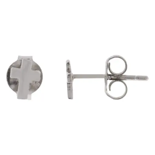 [222240] ARETES CRUZ MINI, PLATA .925 RODIZADA