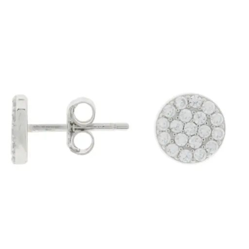 [222299] ARETES CIRCULO PAVÉ, PLATA RODIZADA