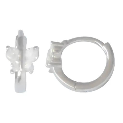 [222396] HUG MINI, MARIPOSA CON ZIRCONIAS, PLATA RODIZADA