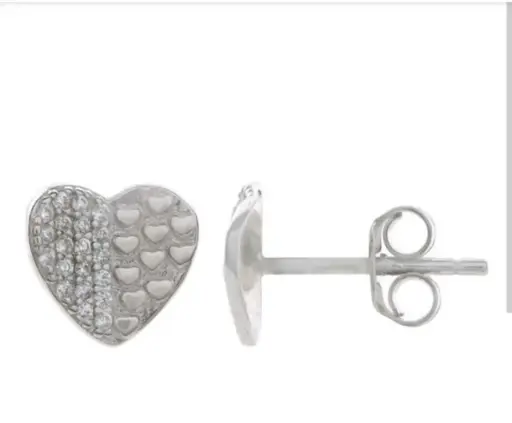 [222461] AR CORAZONES PUNTOS, PLATA RODIZADA