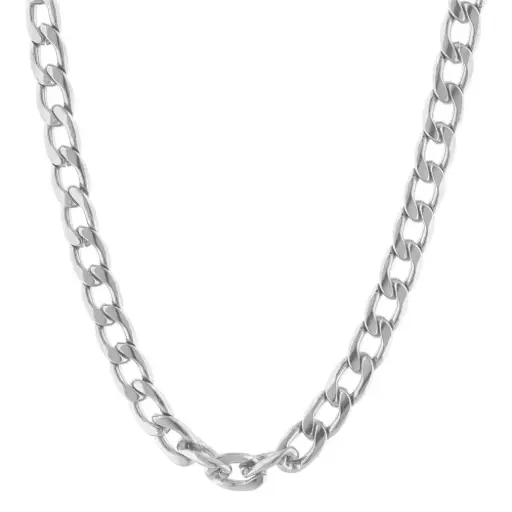 [382004] CADENA CUBANA PLATEADA 70CM, ACERO