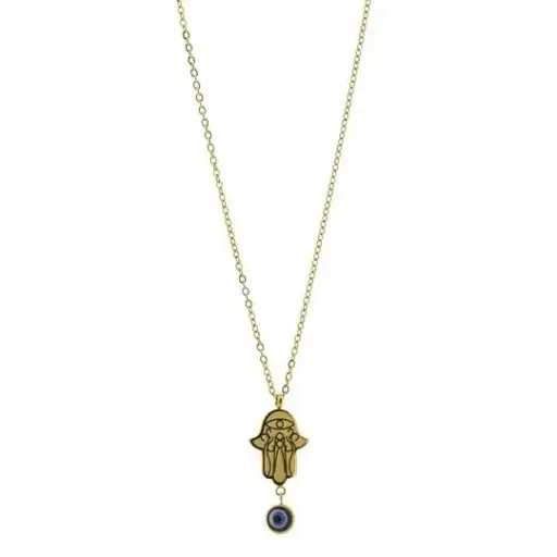 [332089] COLLAR HAMSA CON OJITO TURCO, ACERO