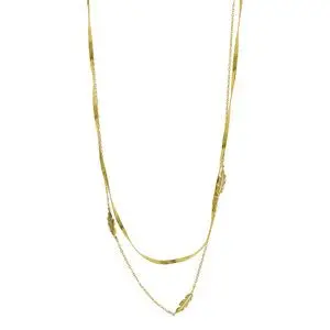 [332115] COLLAR DOBLE CON HOJITAS, ACERO DORADO