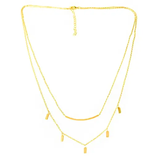 [332139] COLL DOBLE BARRA, ACERO DORADO