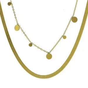 [336005] COLLAR DOBLE CADENA PLANCHADA Y CIRCULOS