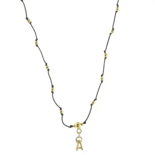 [433004] COLLAR HILO BOLITAS LETRA A, CHAPA