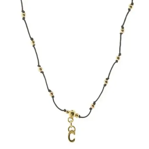 [433006] COLLAR HILO BOLITAS LETRA C, CHAPA