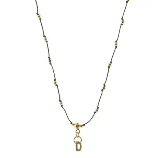 [433007] COLLAR HILO BOLITAS LETRA D, CHAPA