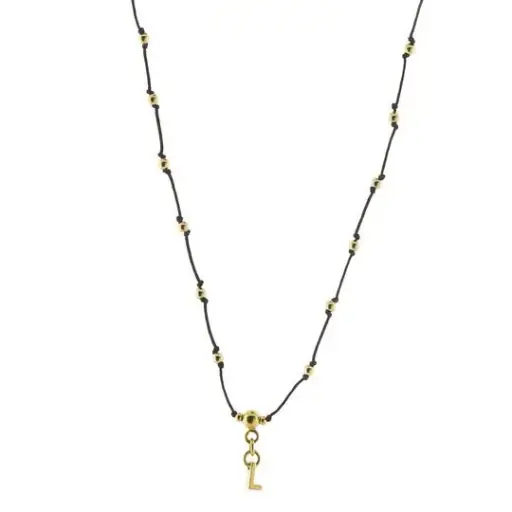 [433012] COLLAR HILO BOLITAS LETRA L, CHAPA