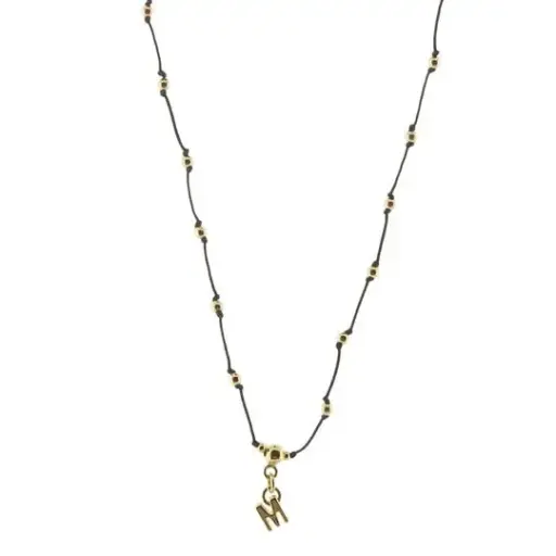 [433013] COLLAR HILO BOLITAS LETRA M, CHAPA