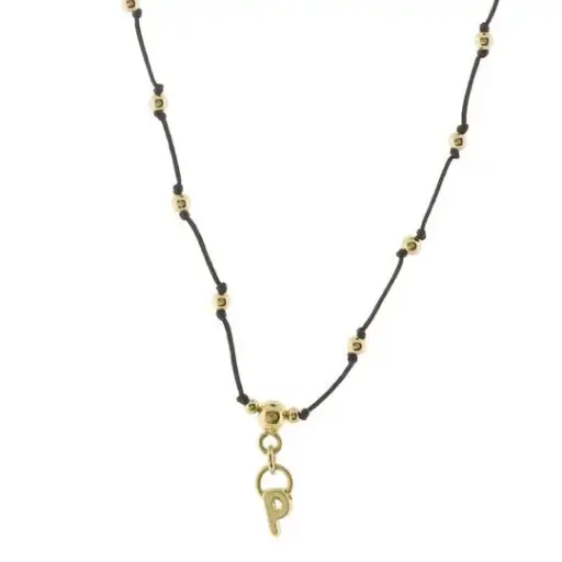 [433016] COLLAR HILO BOLITAS LETRA P, CHAPA
