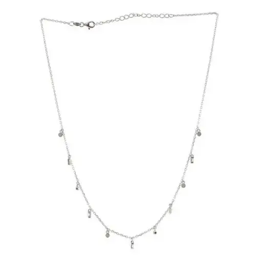 [232033] COLLAR CIRCULOS Y BAGUETTS, PLATA .925