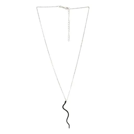 [232037] COLLAR VIBORA ZIRCONIAS NEGRAS, PLATA .925