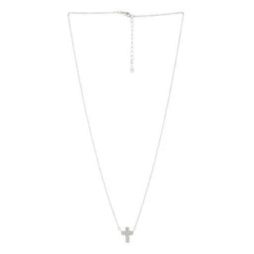 [232044] COLLAR CRUZ PLATINADA, PLATA .925