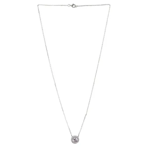 [232090] COLL CIRCULO ZIRCONIA BISEL PAVE, PLATA RODIZADA