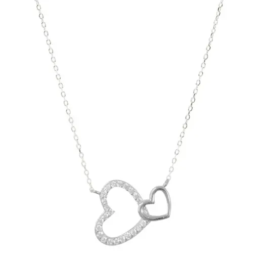 [232091] COLL CORAZONES CALADOS, PLATA RODIZADA