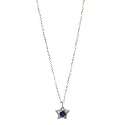 [232101] COLL ESTRELLA ZIRCONIA AZUL, PLATA .925