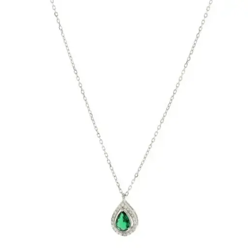[232107] CO GOTA ESMERALDA PAVÉ, PLATA RODIZADA