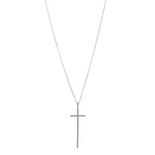 [232052] DIJE CRUZ PAVÉ LARGA, PLATA .925