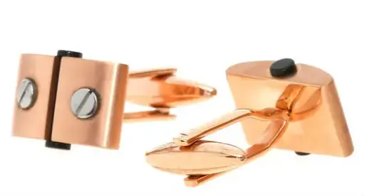 [7502247911314] AZAC-010MN MANCUERNILLAS  2 CUADROS CON TORNILLOS ACERO, CHAPA COBRE