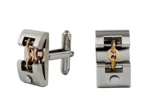 [7502247911871] AZA-006MN MANCUERNILLAS CADENA, ACERO CON DETALLE DE CADENA CHAPADA COLOR COBRE