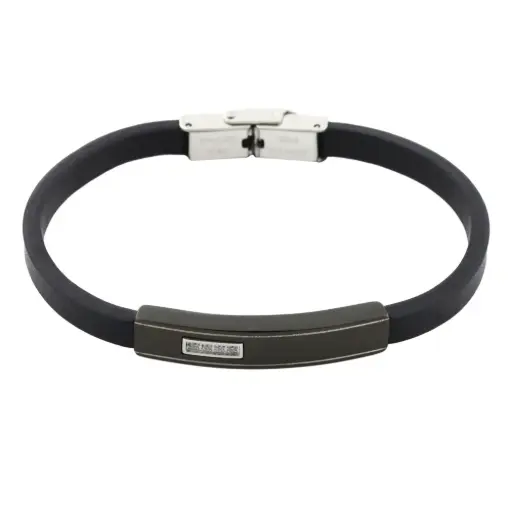 [352166] PULS. PLACA NEGRA CON ZIRCONIAS, ACERO